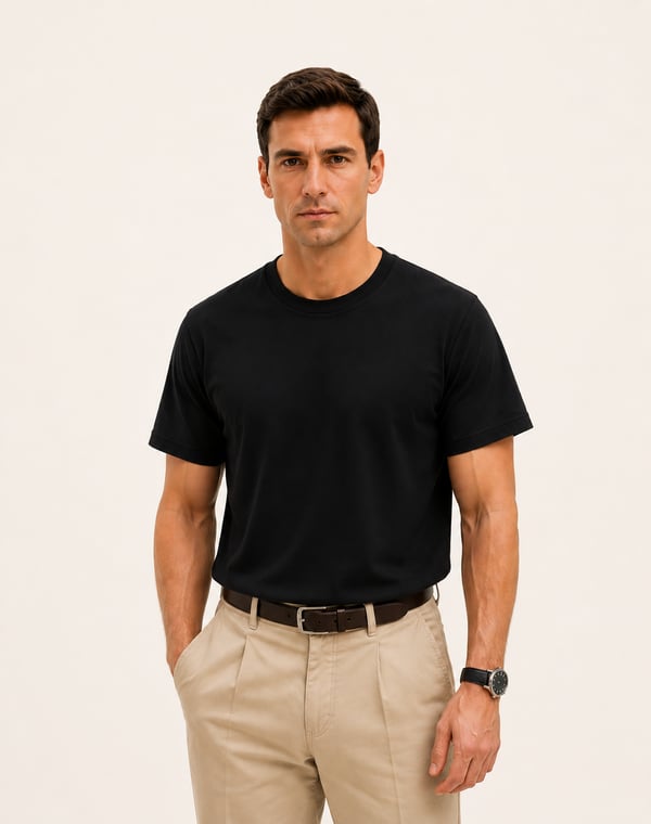 Bisiklet Yaka Kısa Kollu Modal Siyah Basic T-shirt