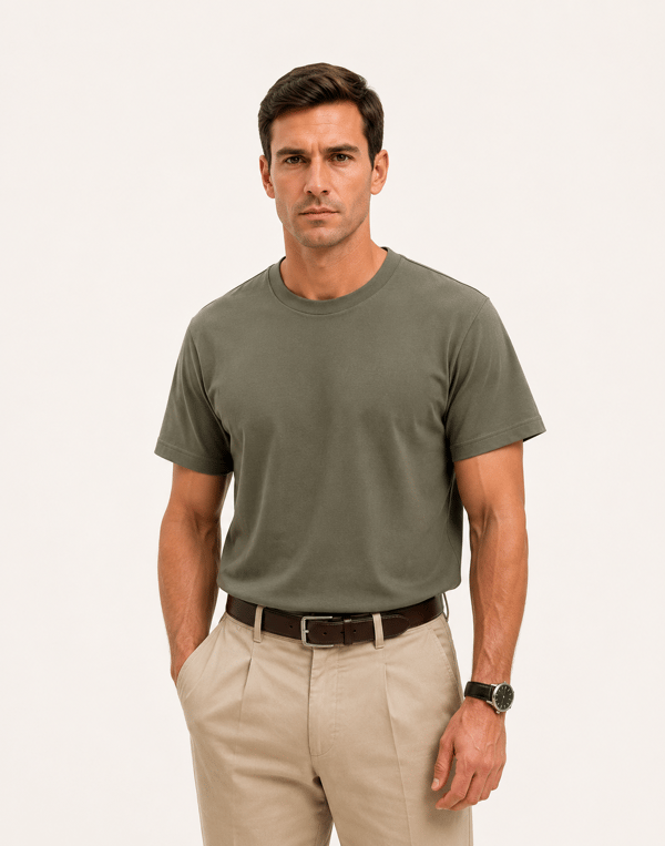 Bisiklet Yaka Kısa Kollu Modal Yeşil Basic T-shirt