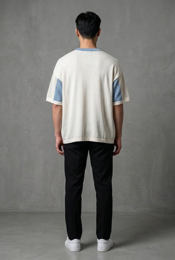 Bisiklet Yaka Oversize Desenli Triko T-shirt