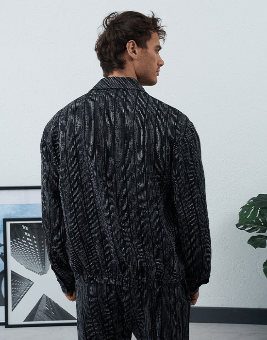 Çizgili Regular Fit Kadife Takım
