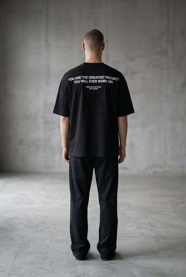 Kısa Kollu Baskılı Siyah T-shirt
