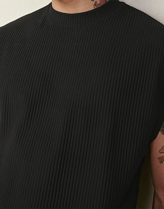 Siyah Sıfır Kol T-shirt