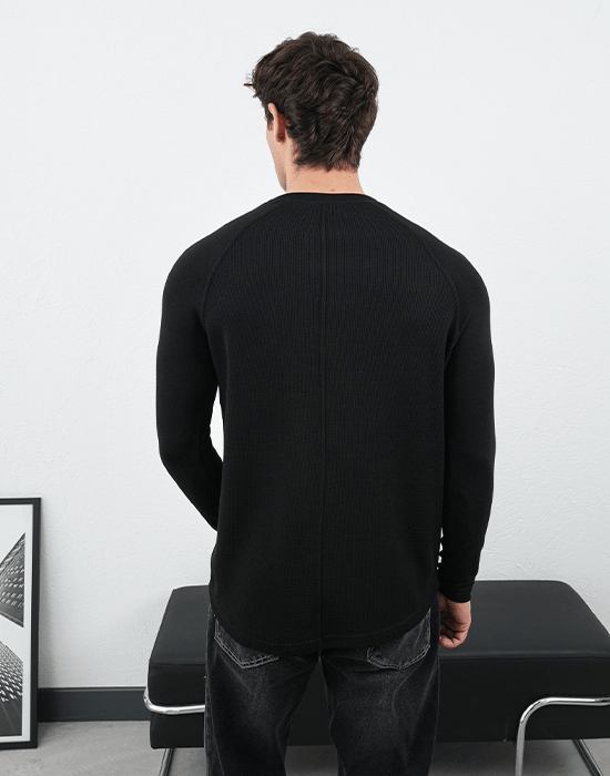 Uzun Kollu Siyah Basic T-shirt