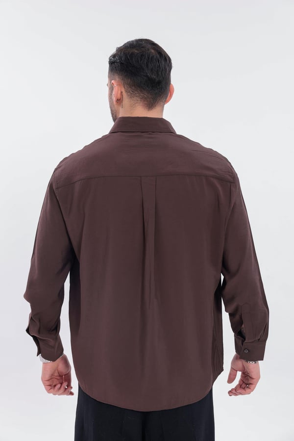Oversize Modal Gömlek Acı Kahve