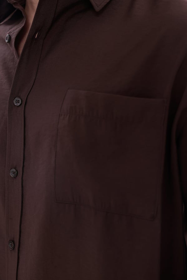 Oversize Modal Gömlek Acı Kahve