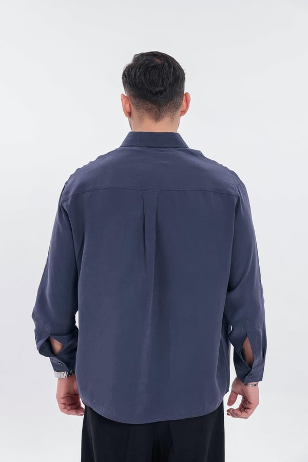 Oversize Modal Gömlek Lacivert
