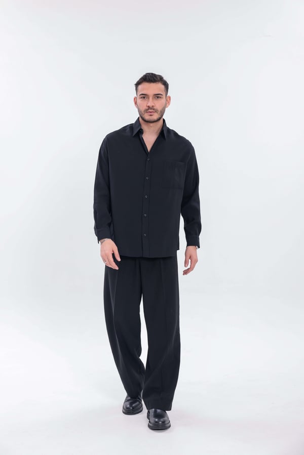 Oversize Modal Gömlek Siyah