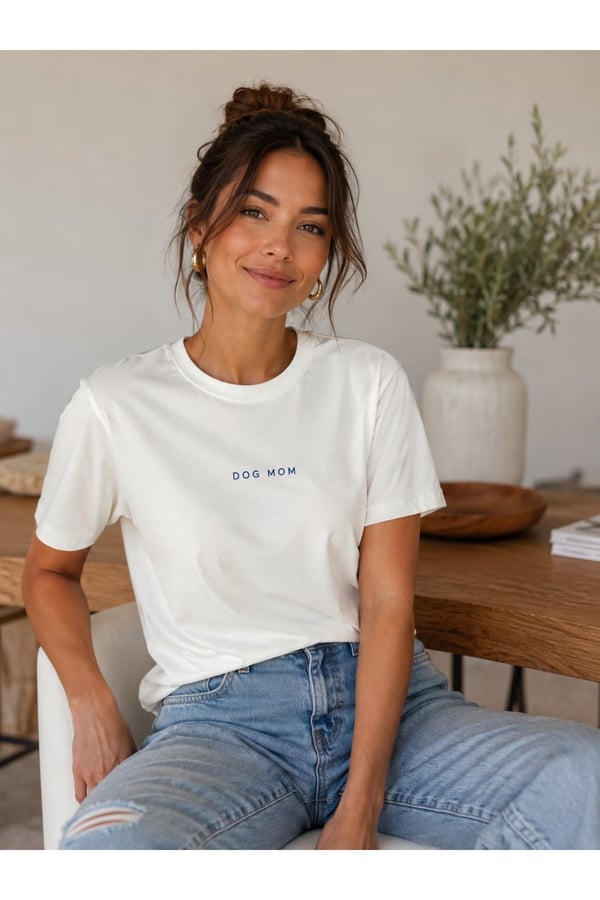 Dog Mom Kadın T-shirt, Bol Kesim