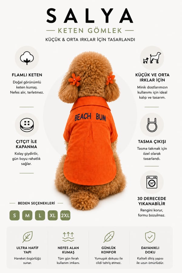 Salya Store %100 Pamuk Beach Bum Köpek Gömlek 0-15kg Kk-108