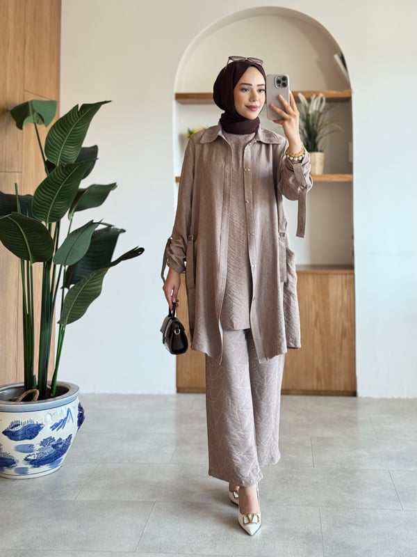 Lavinya Üçlü Takım Ekru
