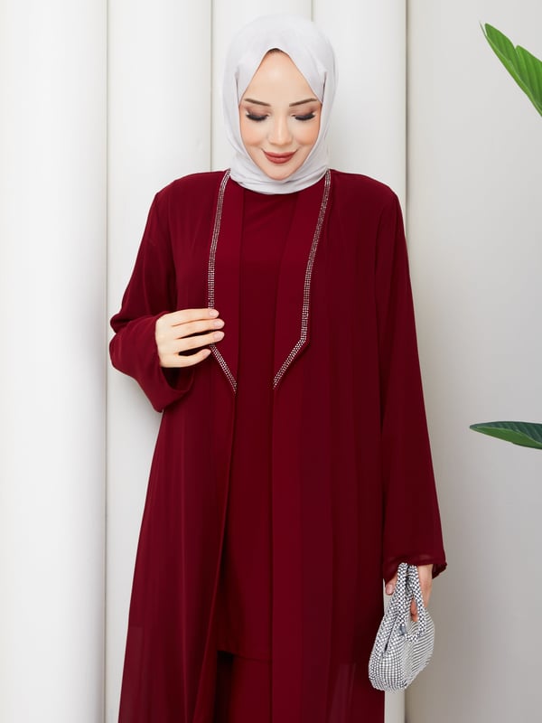 Melek Üçlü Takım Bordo