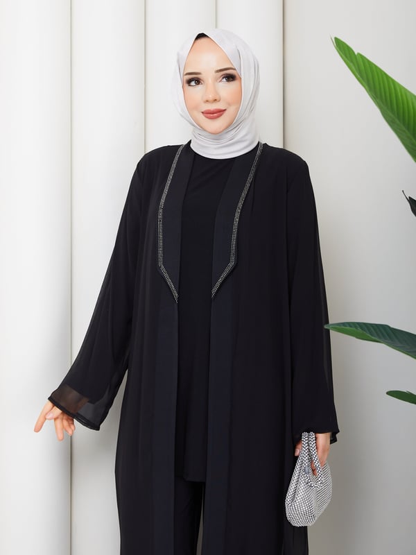 Melek Üçlü Takım Siyah