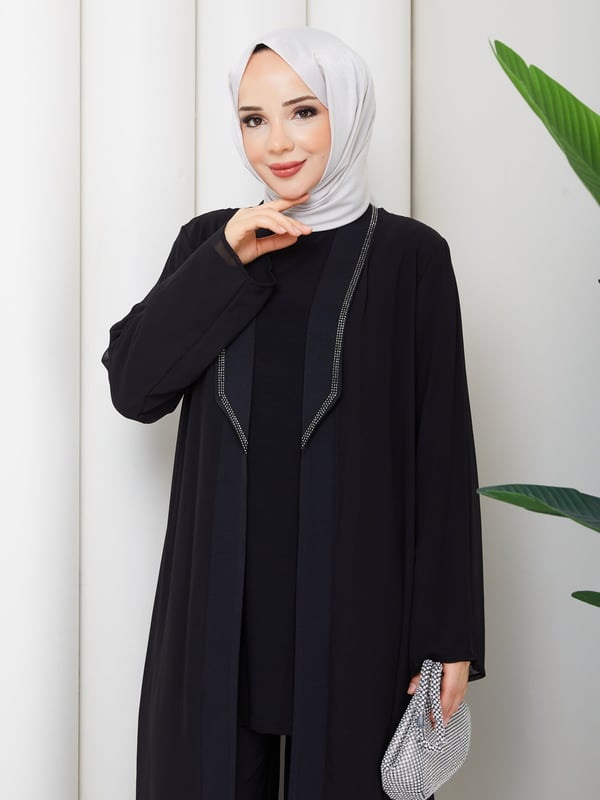 Melek Üçlü Takım Siyah