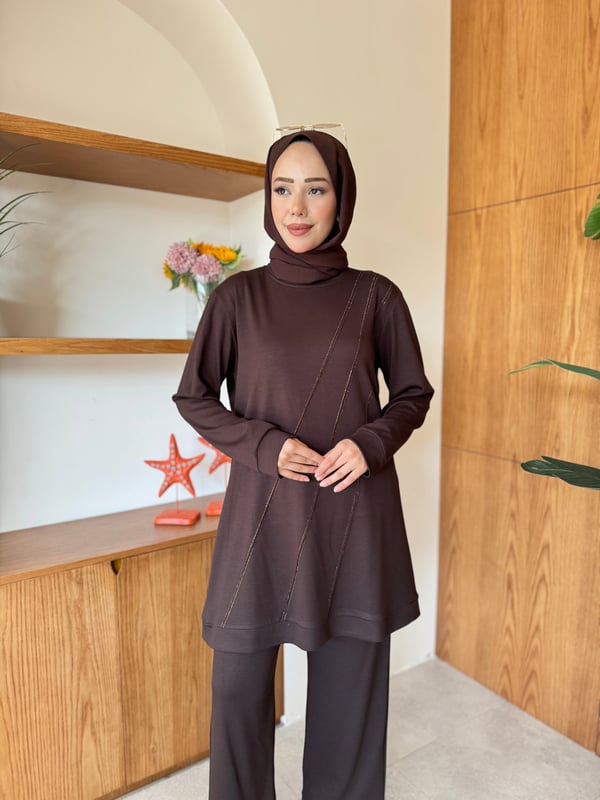 Saye İkili Takım Kahverengi