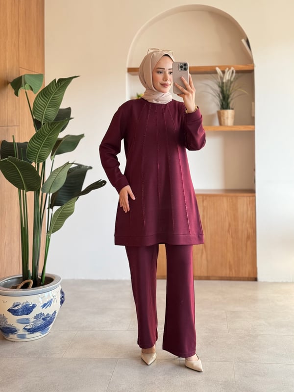 Zühre İkili Takım Bordo
