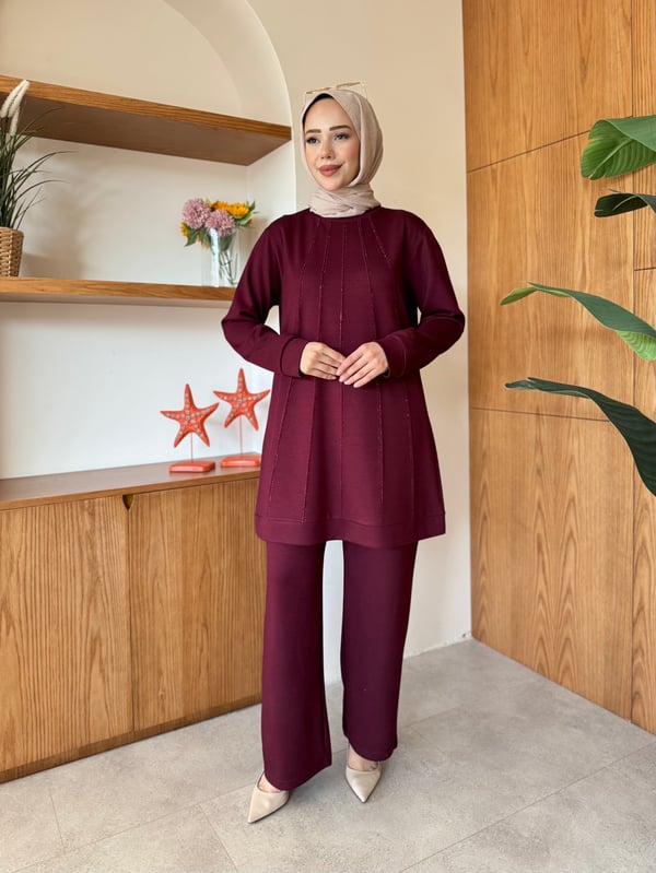 Zühre İkili Takım Bordo