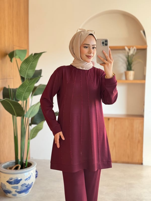 Zühre İkili Takım Bordo