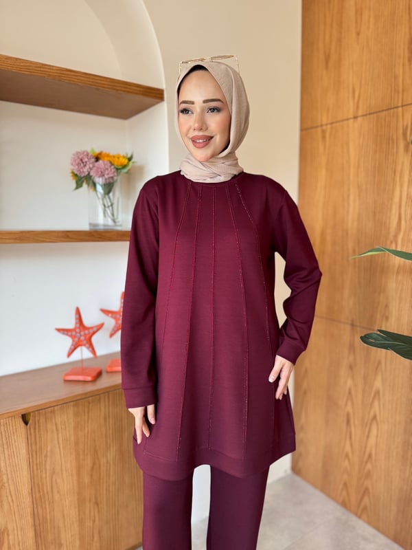 Zühre İkili Takım Bordo