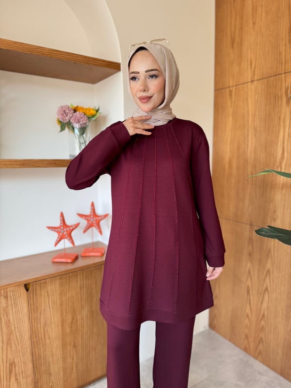 Zühre İkili Takım Bordo