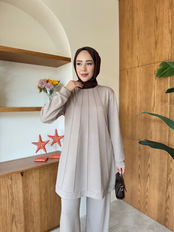 Zühre İkili Takım Ekru