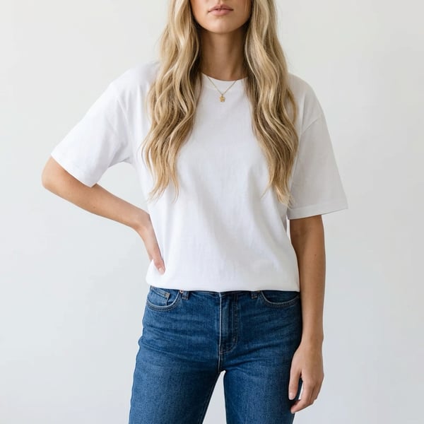 Oversize Basic T-Shirt - BEYAZ