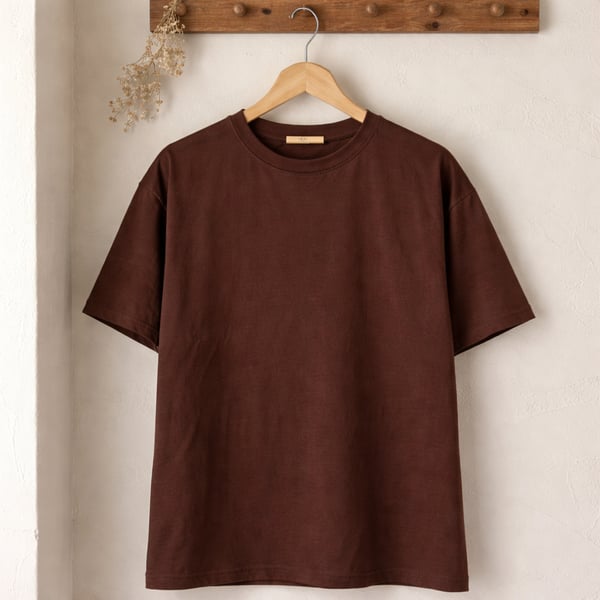 Oversize Basic T-Shirt - KAHVERENGİ