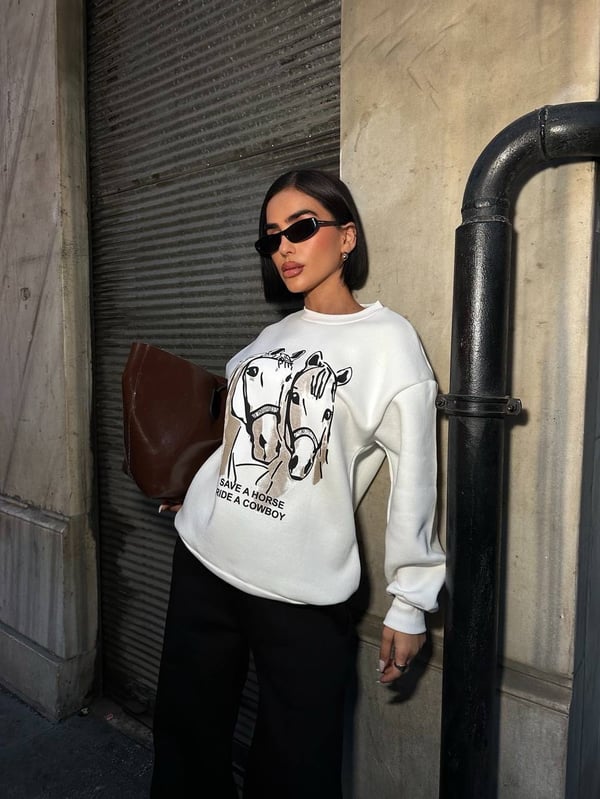 Trend At Desenli Rahat Kesim Sweatshirt