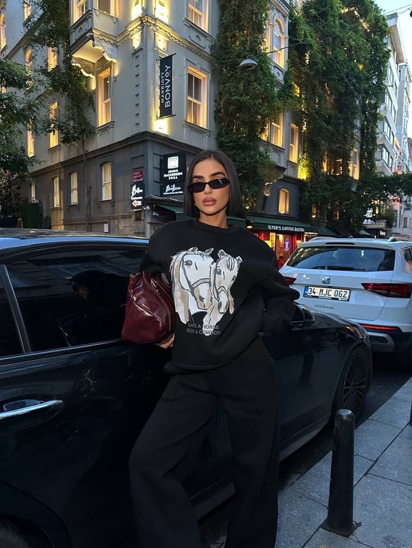 Trend At Desenli Rahat Kesim Sweatshirt