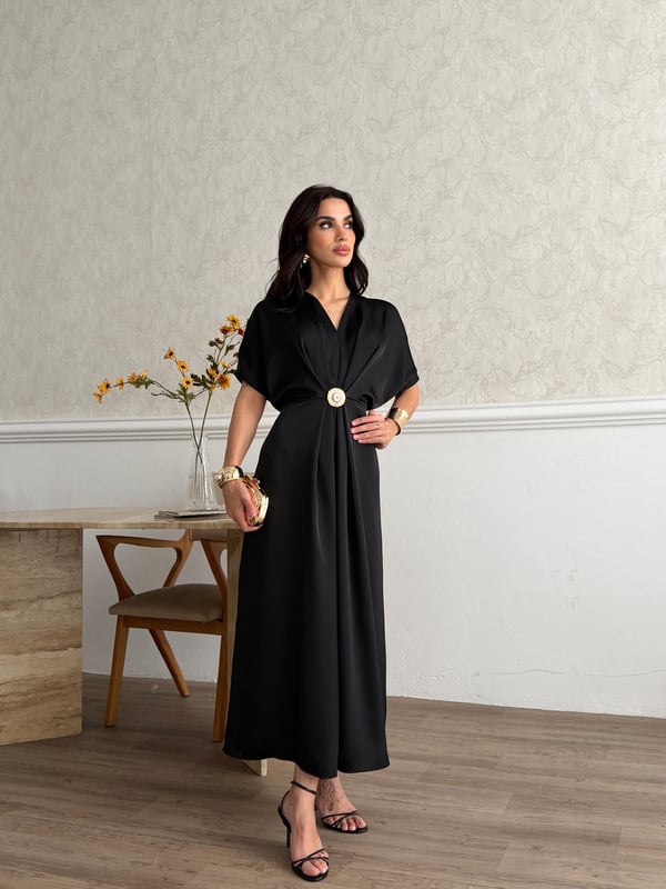  26Y5295 DÜŞÜK KOL SATEN ELBİSE 