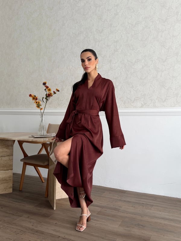 26K5281 KİMONO SATEN ELBİSE