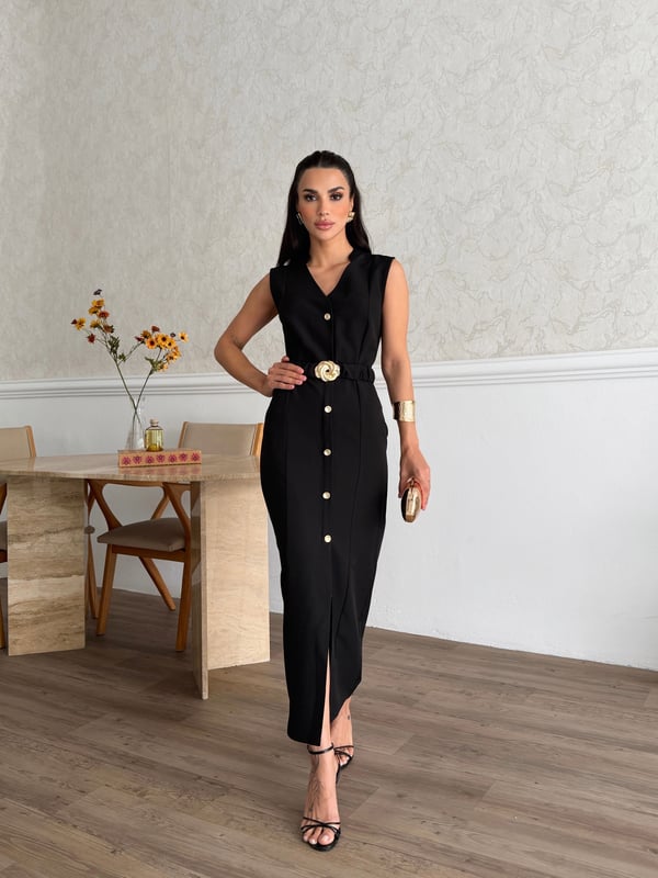 26K5287 GOLD TOKA KOLSUZ ELBİSE