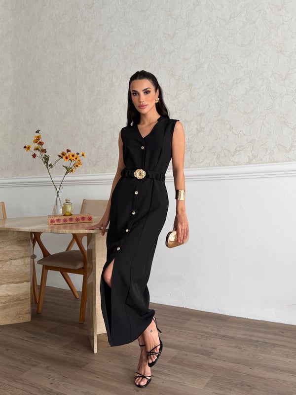 26K5287 GOLD TOKA KOLSUZ ELBİSE