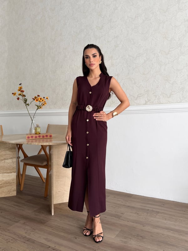26K5287 GOLD TOKA KOLSUZ ELBİSE
