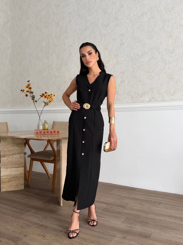 26K5287 GOLD TOKA KOLSUZ ELBİSE