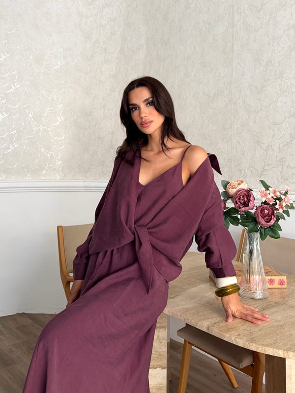 26KT0698A-B ÖNDEN BAĞCIKLI BOLERO & ASKILI ELBİSE TAKIM