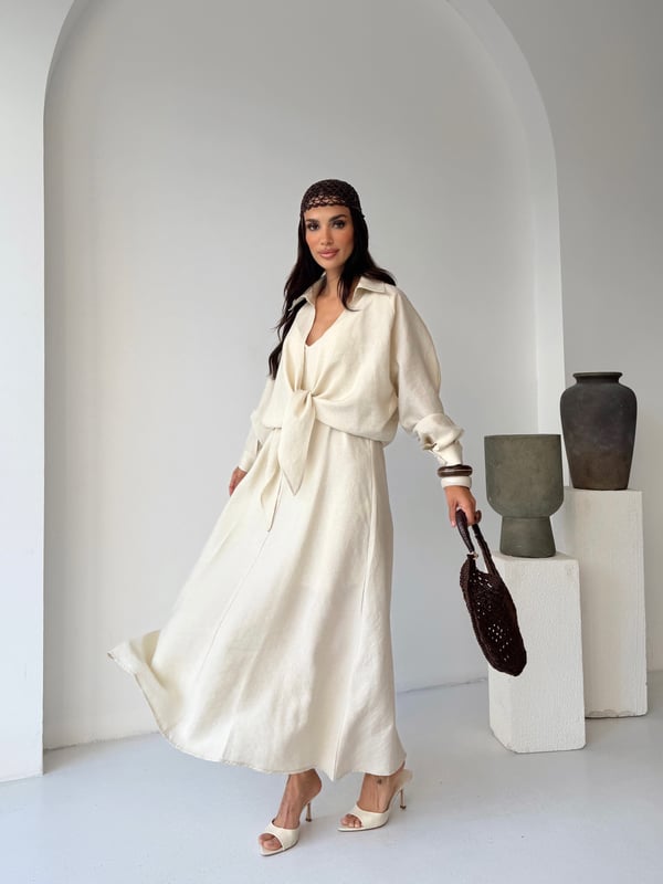 26KT0698A-B ÖNDEN BAĞCIKLI BOLERO & ASKILI ELBİSE TAKIM