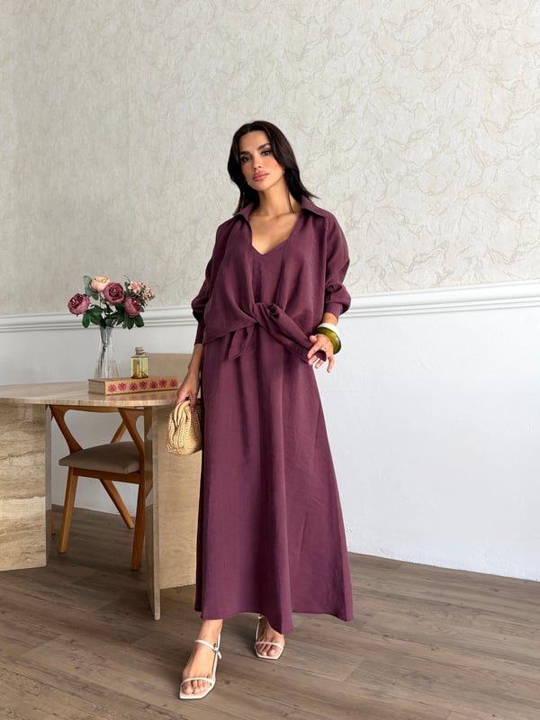 26KT0698A-B ÖNDEN BAĞCIKLI BOLERO & ASKILI ELBİSE TAKIM