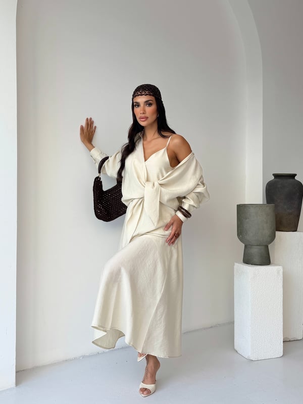 26KT0698A-B ÖNDEN BAĞCIKLI BOLERO & ASKILI ELBİSE TAKIM