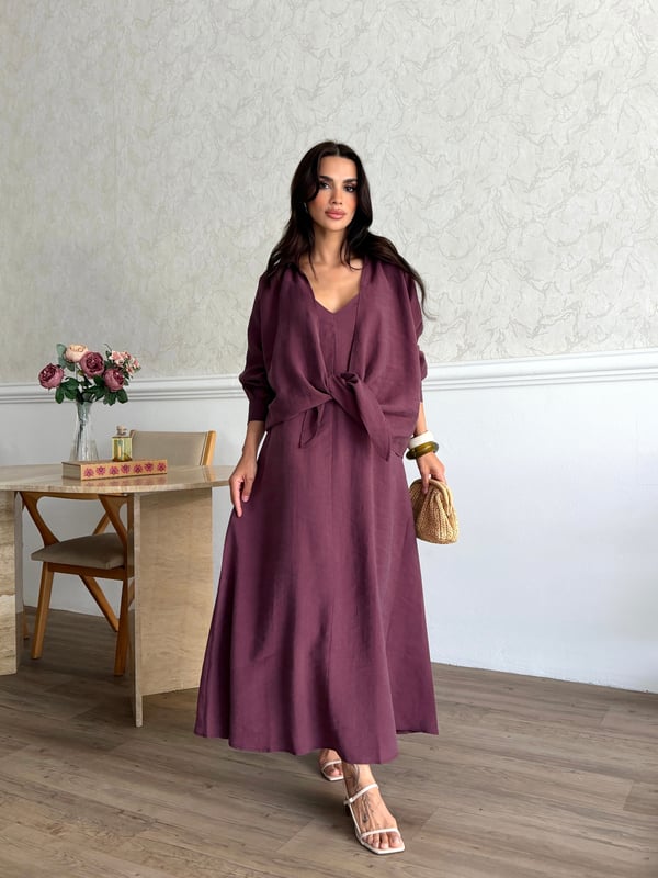 26KT0698A-B ÖNDEN BAĞCIKLI BOLERO & ASKILI ELBİSE TAKIM