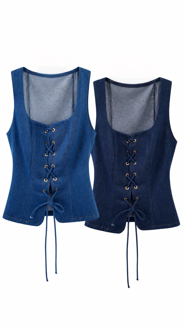 26Y4057 BAĞCIKLI KOT KORSE BLUZ