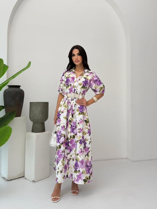 26Y5285 HASIR KEMERLİ GÖMLEK ELBİSE