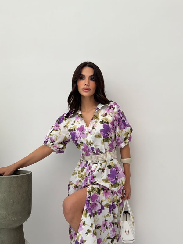 26Y5285 HASIR KEMERLİ GÖMLEK ELBİSE