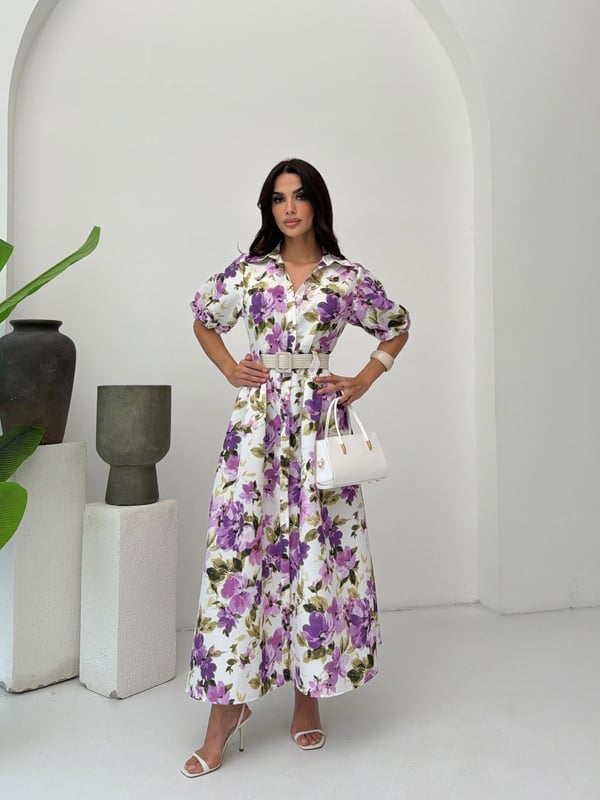 26Y5285 HASIR KEMERLİ GÖMLEK ELBİSE