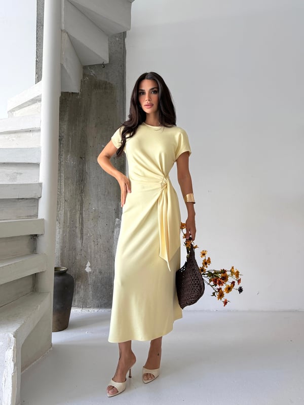 26Y5319 YAN BAĞLAMALI ÖRME ELBİSE