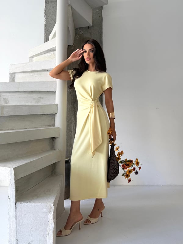 26Y5319 YAN BAĞLAMALI ÖRME ELBİSE