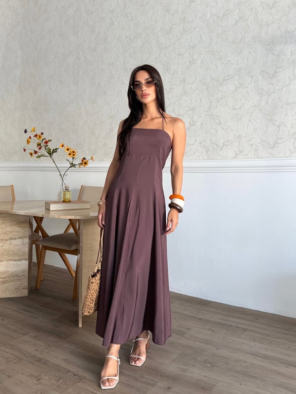 26Y5321 ARA VOLAN BOYUN BAĞCIKLI ELBİSE