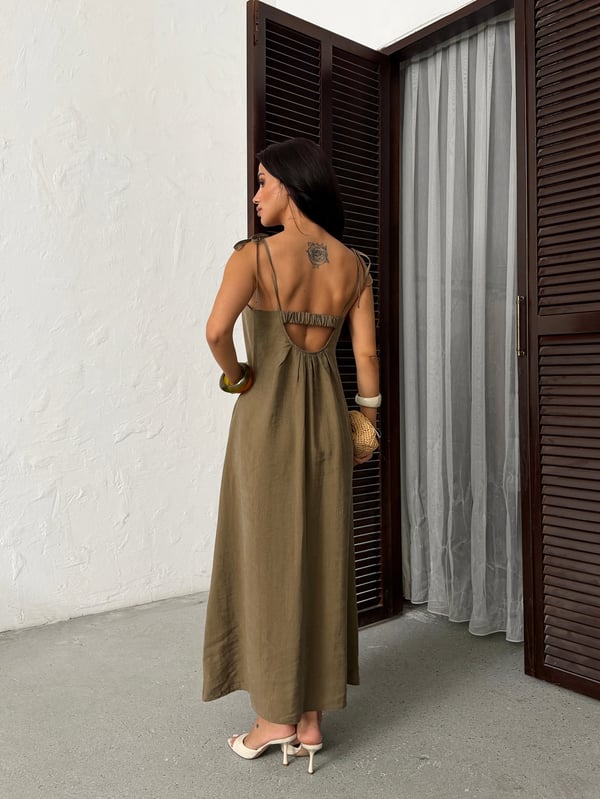 26Y5349 ASKILI SIRT DETAY ELBİSE
