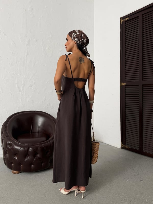 26Y5349 ASKILI SIRT DETAY ELBİSE