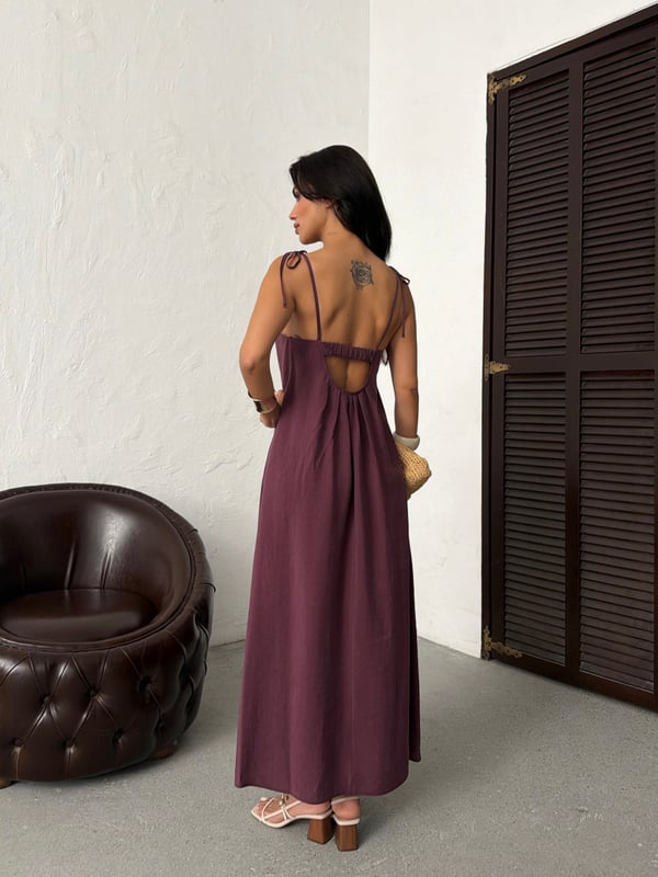 26Y5349 ASKILI SIRT DETAY ELBİSE