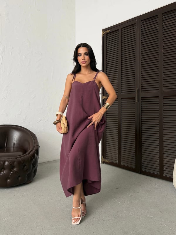 26Y5349 ASKILI SIRT DETAY ELBİSE